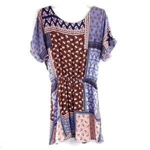 NEW-FOREVER 21 Fabulous Floral Color Block Whimsical Open Back Mini Dress SZ MD